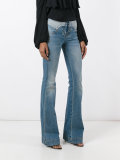 lace-up vintage effect flare jeans