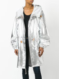 metallic hooded oversized coat