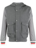 striped-cuff hooded jacket