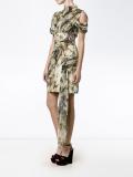 rose print pleated wrap dress