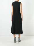 pleated front long dress