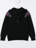 wing print zip hoodie