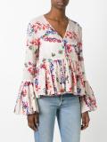 floral print ruffled blouse