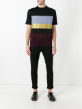 mix fabric panel T-shirt