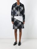 faux fur collar check jacket 