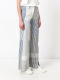 checked flared trousers 