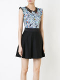lace insert bird print dress