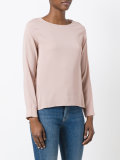 long-sleeved top with curved hem