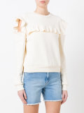 slit sleeves ruffled sweatshirt