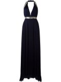 embellished trim pleated gown