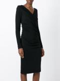 crossover V-neck fitted dress