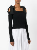 lace-up straps knitted blouse