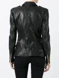 double breasted leather blazer