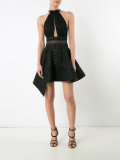 halterneck flared dress