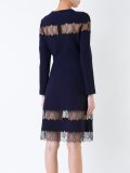 sheer lace panel flared dress