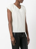 pleated V-neck top