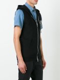 sleeveless chest patch hoodie