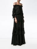 off-shoulder ruffle long dress