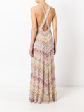 patterned deep V-neck dress