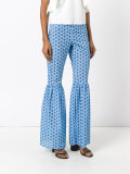 fitted patterned flare trousers