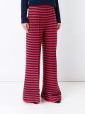 striped flared trousers