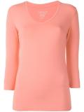 three-quarters sleeve V-neck T-shirt