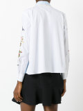 floral and face embroidered shirt