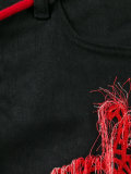 fringed embroidery denim shorts