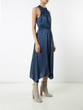 pleated tie accent dress