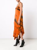 burnt print flared dress