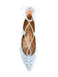 geometric motif lace-up ballerinas