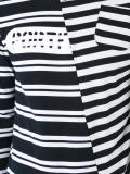 striped asymmetric collar T-shirt