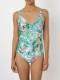 foliage print open back swimsuit