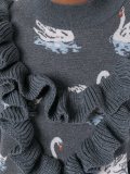 swan print knitted top