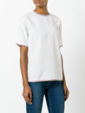 collarless button blouse 