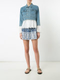 eyelet layered denim jacket
