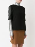 leather panel blouse