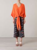 Abstract print wide leg cropped trousers