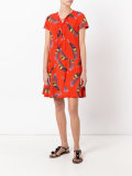 feather print shirt dress