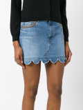 scalloped hem denim skirt