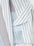 sheer panel stripe bib shirt