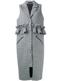 checked ruffle-trimmed gilet