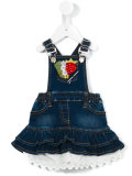 embellished layered denim dress