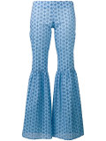 fitted patterned flare trousers