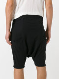 drop-crotch track shorts 