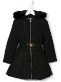 hooded belted coat