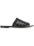 floral lace slip-on sandals