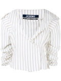 pinstripe wrap jacket