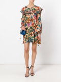 plants print longsleeved dress