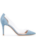 Plexi denim pumps